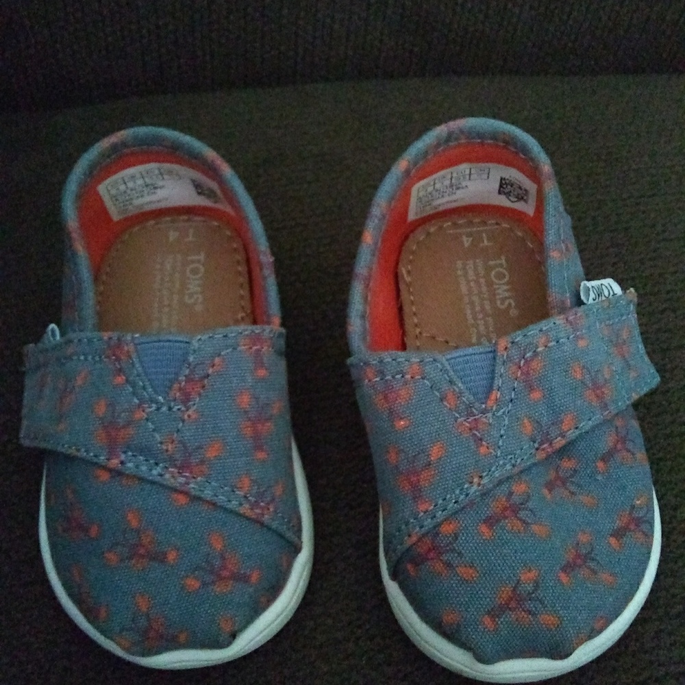 Toms Blue and Red Baby Walker Shoes